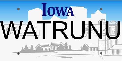 WATRUNU Iowa License Plate