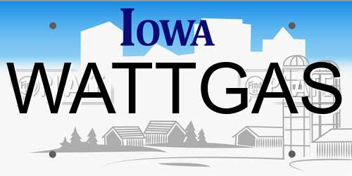 WATTGAS Iowa License Plate