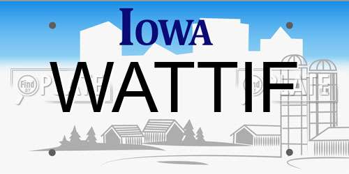 WATTIF Iowa License Plate