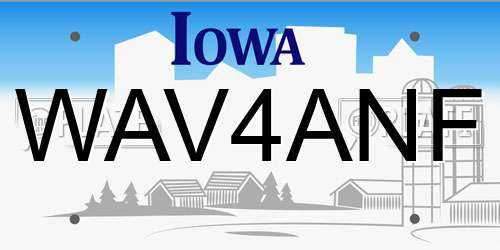 WAV4ANF Iowa License Plate