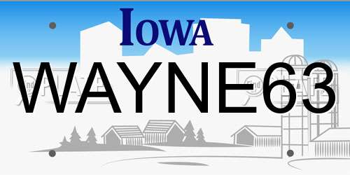 WAYNE63 Iowa License Plate