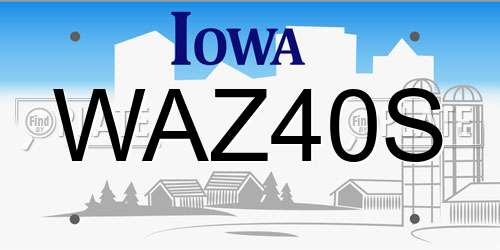 WAZ40S Iowa License Plate