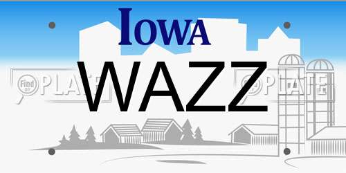WAZZ Iowa License Plate