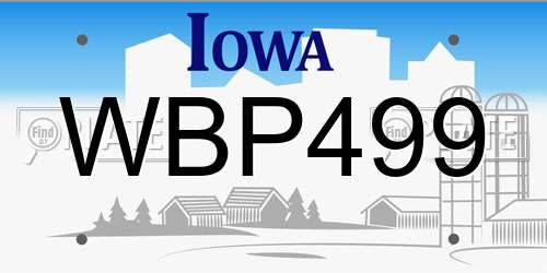 WBP499 Iowa License Plate