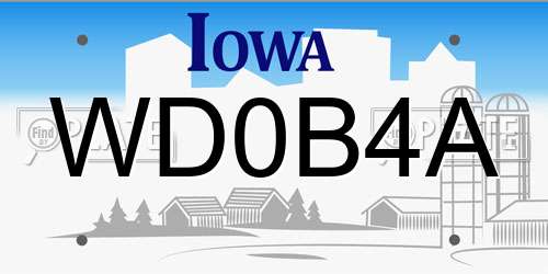 WD0B4A Iowa License Plate