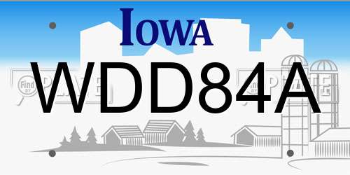 WDD84A Iowa License Plate