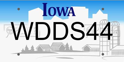 WDDS44 Iowa License Plate