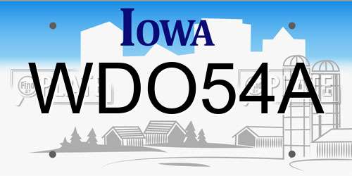 WDO54A Iowa License Plate