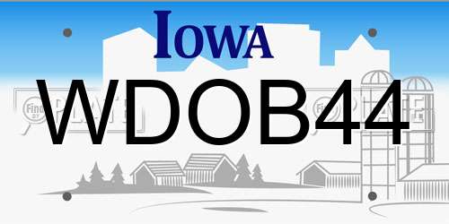 WDOB44 Iowa License Plate