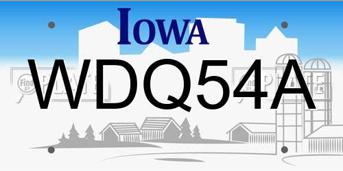 WDQ54A Iowa License Plate