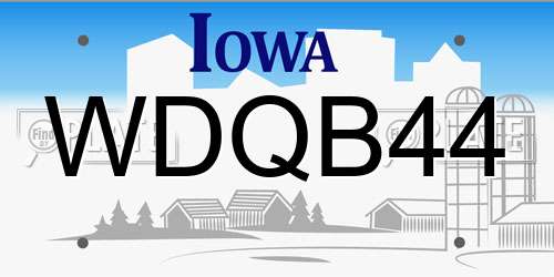 WDQB44 Iowa License Plate