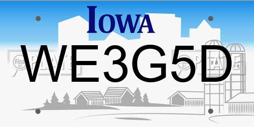 WE3G5D Iowa License Plate