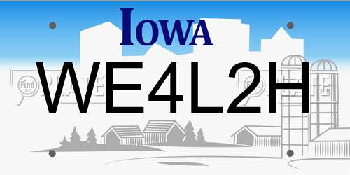 WE4L2H Iowa License Plate