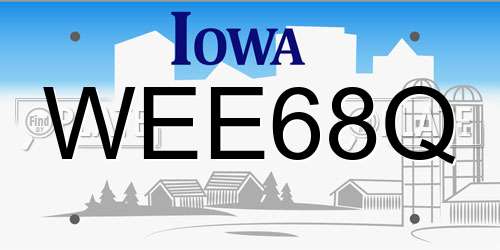 WEE68Q Iowa License Plate