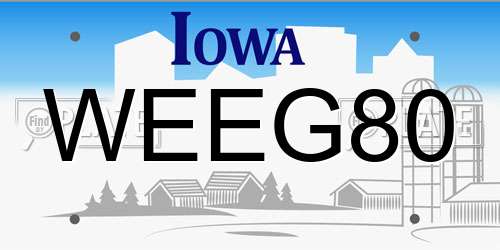 WEEG80 Iowa License Plate