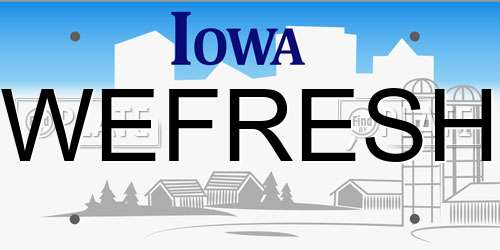 WEFRESH Iowa License Plate
