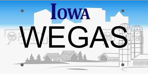 WEGAS Iowa License Plate