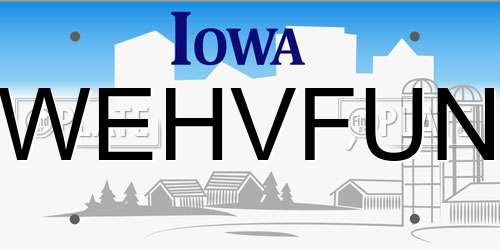 WEHVFUN Iowa License Plate
