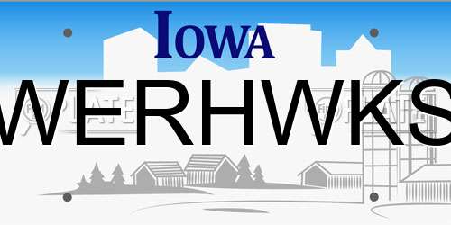 WERHWKS Iowa License Plate