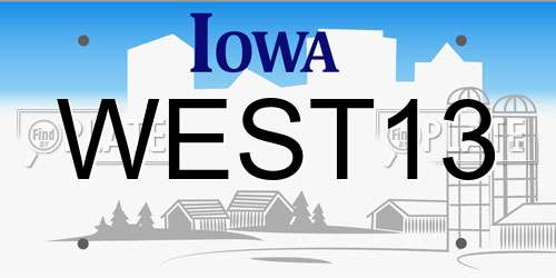 WEST13 Iowa License Plate