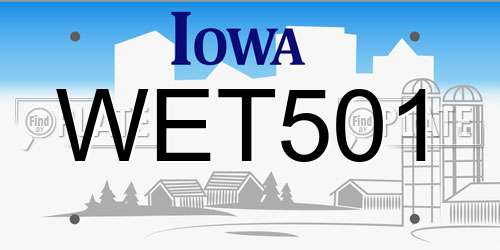 WET501 Iowa License Plate