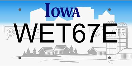 WET67E Iowa License Plate