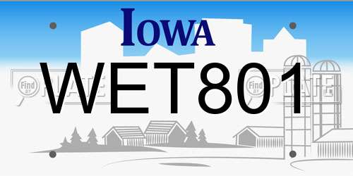 WET801 Iowa License Plate