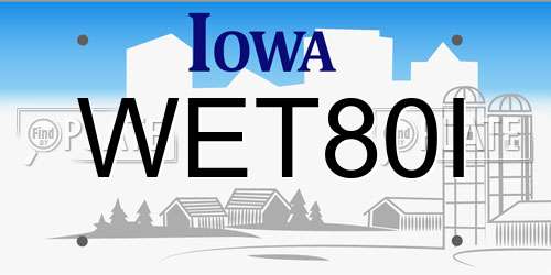 WET80I Iowa License Plate