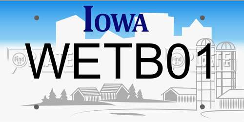 WETB01 Iowa License Plate