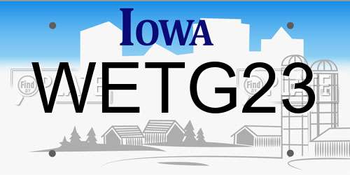 WETG23 Iowa License Plate