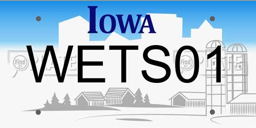 WETS01 Iowa License Plate