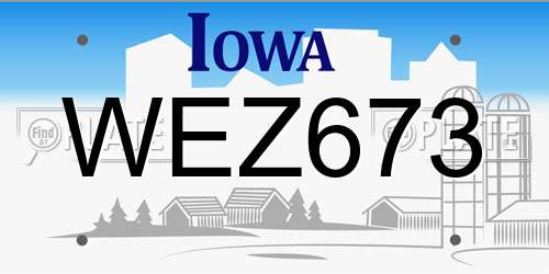 WEZ673 Iowa License Plate