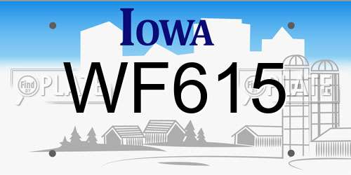 WF615 Iowa License Plate