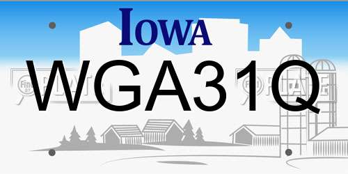 WGA31Q Iowa License Plate