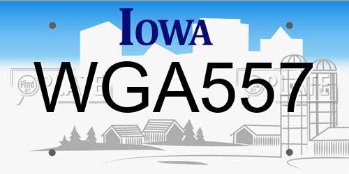 WGA557 Iowa License Plate