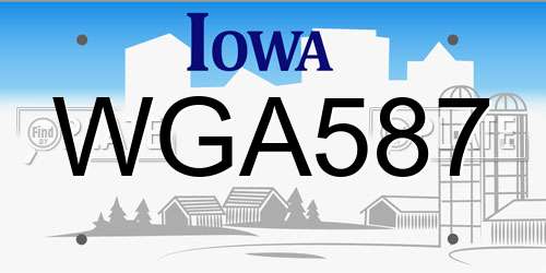 WGA587 Iowa License Plate