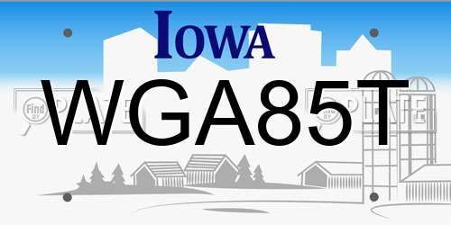 WGA85T Iowa License Plate