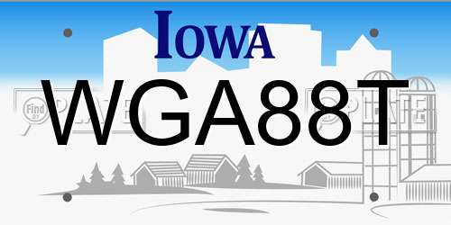 WGA88T Iowa License Plate