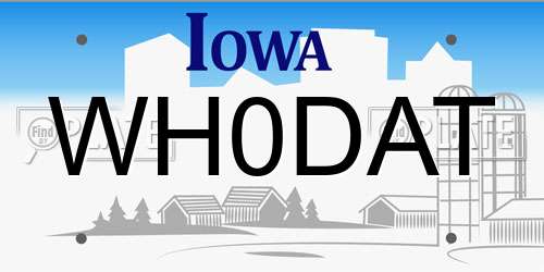 WH0DAT Iowa License Plate