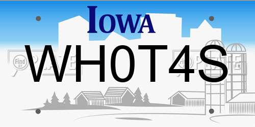 WH0T4S Iowa License Plate