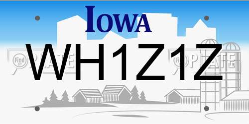 WH1Z1Z Iowa License Plate