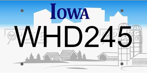 WHD245 Iowa License Plate