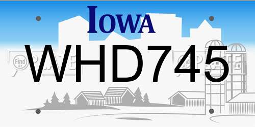 WHD745 Iowa License Plate