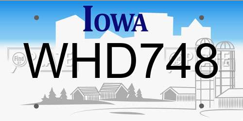 WHD748 Iowa License Plate