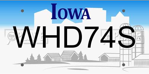 WHD74S Iowa License Plate
