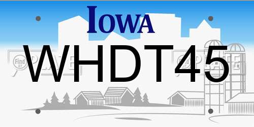 WHDT45 Iowa License Plate