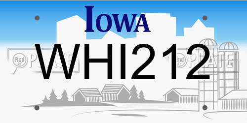 WHI212 Iowa License Plate