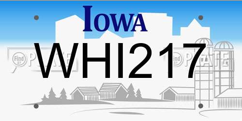 WHI217 Iowa License Plate