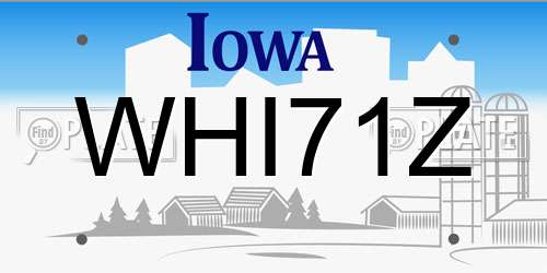WHI71Z Iowa License Plate
