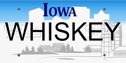 WHISKEY Iowa License Plate